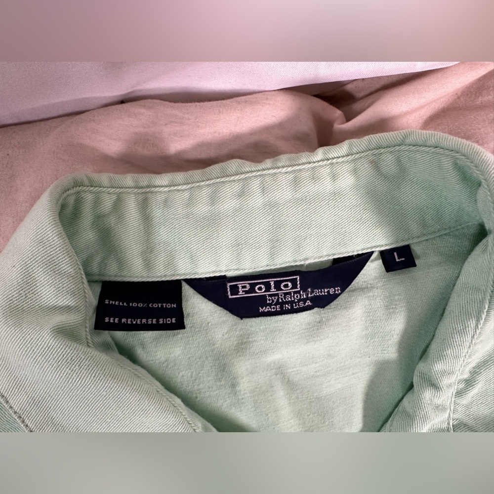Vintage Polo Ralph Lauren Mint Green Large Full-Zip Harrington 90s USA Made RARE - Picture 11 of 16
